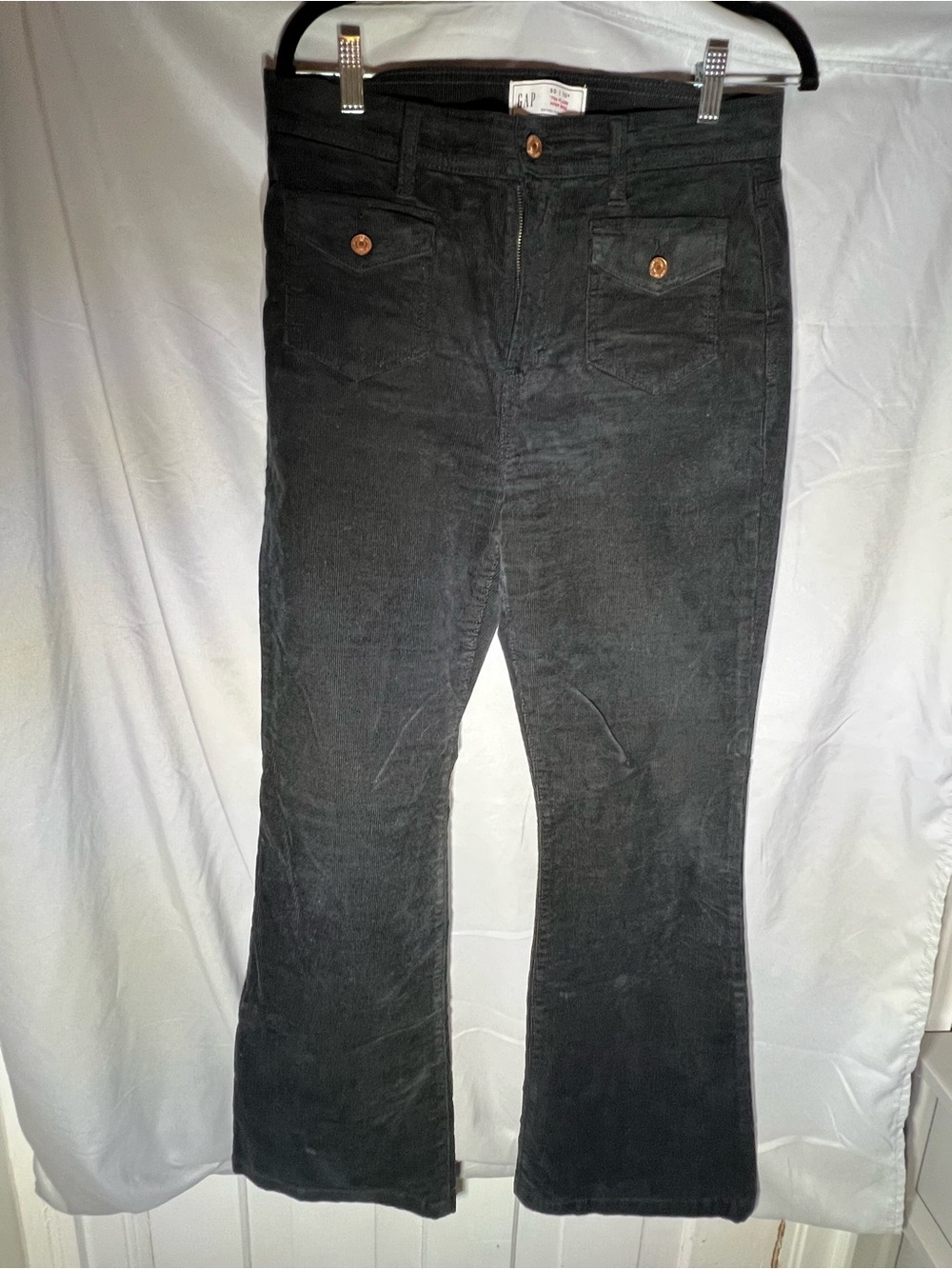 GAP Black Corduroy Flare Pants with Front Pocket Buttons